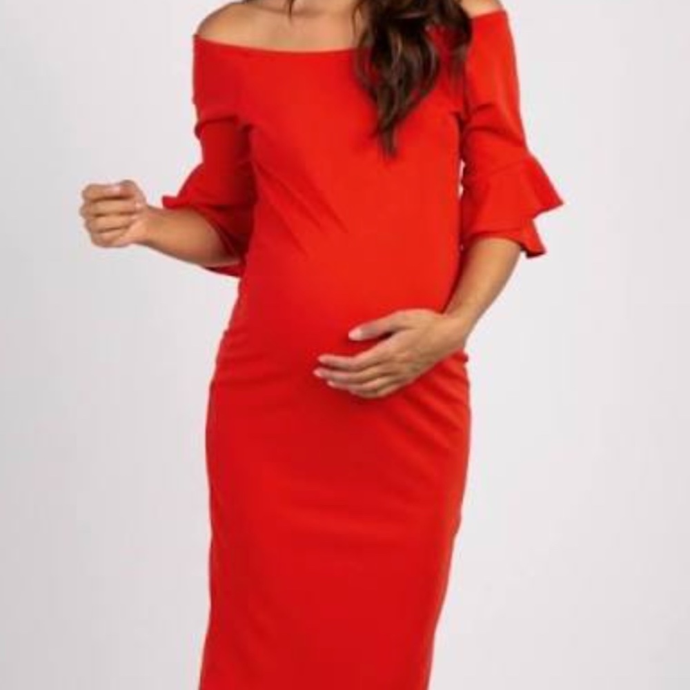 Pink Blush Red Maternity Dress